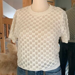 Anthropolgie white short sleeve sweater size L